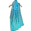 Turquoise Reversible Faux Pashmina Fabric Silk Rayon Blend Floral Theme Background Design Scarf Shawl