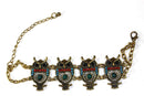 Multi Colorful Bead Drop Perched Owl Bracelet