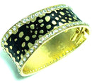 Black Leopard Design Hinged Cuff Bangle