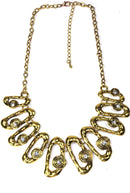 Antique Gold Hammered Ovals Necklace