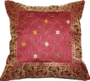 Red Jacquard Embroidery Design Patchwork Cushion Cover Home Accent Furnishing - 16" x 16" | Wild Lotus® | @wildlotusbrand | wildlotusbrand.com