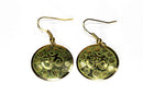 Garden Green Lotus Petals And Om Yoga Earrings