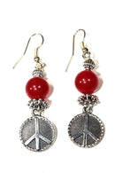 Carnelian Peace Sign Stone Earrings