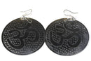Silver Tone Grand Om Yoga Earrings