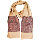 Beige Reversible Faux Pashmina Fabric Silk Rayon Blend Paisley Design Image Scarf Shawl | Wild Lotus®