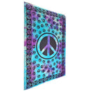 Blue Tie Dye Peace Sign Tapestry Wall Hanging Coverlet | Wild Lotus® | @wildlotusbrand