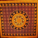 Brown & Saffron Bagru Elephant Mandala Tapestry