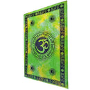 Green Aum Shanti Yoga Brushstroke Art Tie Dye Geometric Wall Tapestry | Wild Lotus® | @wildlotusbrand