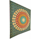 Green Peacock Feather Mandala Art Deco Design Pattern Tapestry