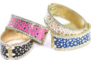 Leopard Design Hinged Cuff Bangles | Wild Lotus