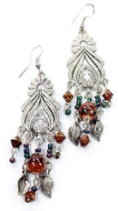 Brown Bohemian Queen Marbled Bead Earrings