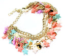 Multi Color Three Tier Star Charm Bracelet