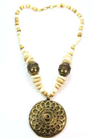 Off White & Beige Sea Side Medallion Necklace