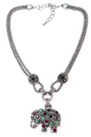 Multi Color Dazzling Elephant Necklace