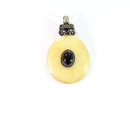 Black Oval Bone & Stone Tribal Pendant Necklace