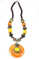 Sunset Amber Tribal Art Deco Necklace