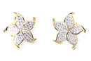 Gold Tone Five Petal Flower Stud Earrings