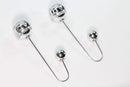 Silver Tone Love Jacket Earrings