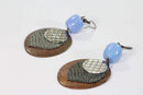 Blue Purple Three Disc & Stone Earrings