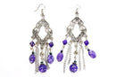 Purple Filigree Open Work & Marbled Beaded Earrings