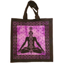 Purple Seven Chakras Avatar Meditation Tie Dye Market Tote Bag Canvas Graphic