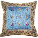 Turquoise Jacquard Embroidery Design Patchwork Cushion Cover Home Accent Furnishing - 16" x 16" | Wild Lotus® | wildlotusbrand.com